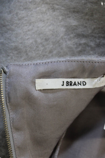 J Brand Women Basic Gray Boat Neck Long Sleeve Zip Polyester Blouse Size S