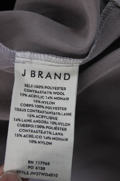 J Brand Women Basic Gray Boat Neck Long Sleeve Zip Polyester Blouse Size S