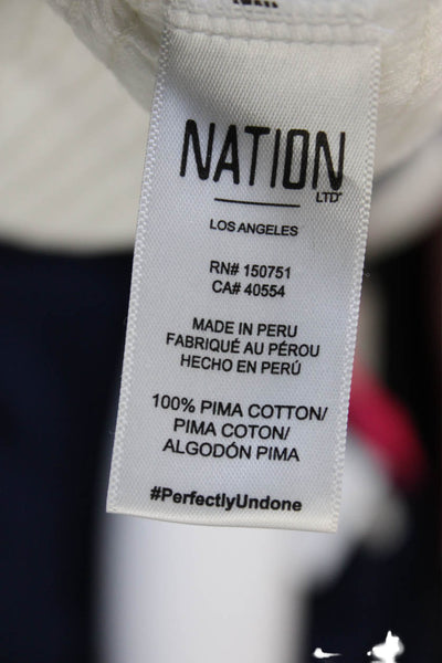 Nation LTD Womens Pima Cotton High Neck Basic Blouse White 3/4 Sleeve Size S