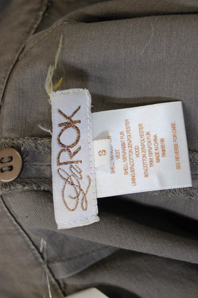 La Rok Womens Military Jacket Green Cotton Button Long Sleeve Size S