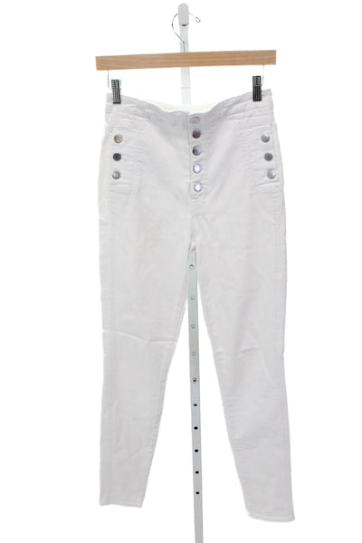 J Brand Womens Skinny White Cotton Mid Rise Jeans 29in Inseam Size 27