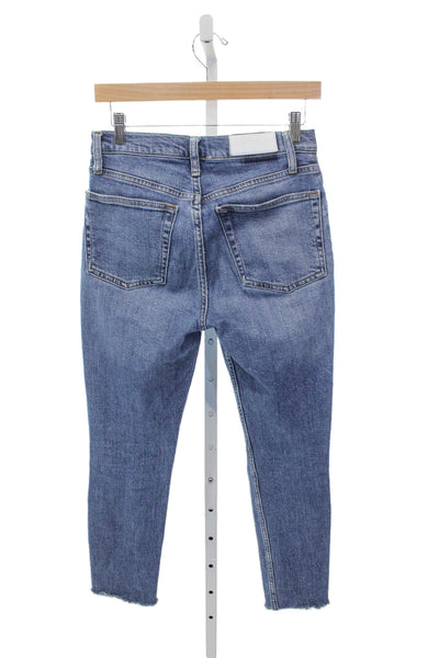 Re/Done Womens Ankle Jeans High Waist Blue Cotton Button Size 26