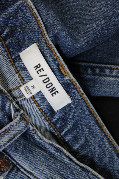 Re/Done Womens Ankle Jeans High Waist Blue Cotton Button Size 26