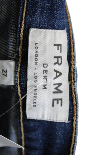Frame Womens Skinny Jeans Blue Low Rise Button Inseam 28 Size 27