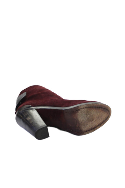 Rag & Bone Womens Suede Heeled Ankle Boots Red Size 7.5