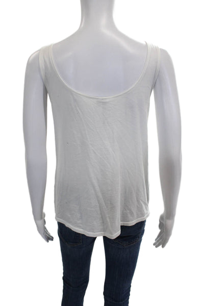 Michael Stars Women Beige Leather Scoop Neck Sleeveless Basic Tank Size S