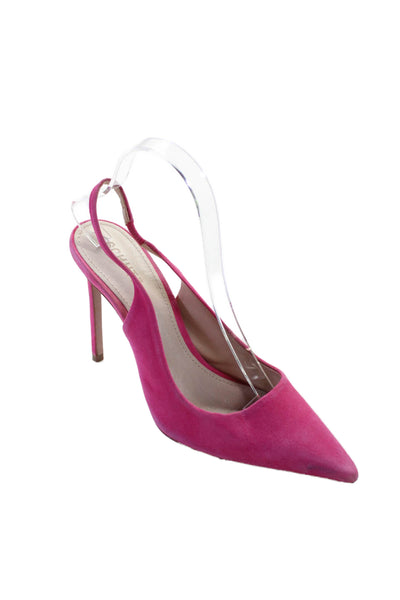 Schutz Womens Suede Pointed Toe Slingbacks Pumps Flamingo Pink Size 8 8 B