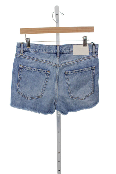 Grlfrnd Women Cut-Off Cotton Shorts Blue Button Size 27