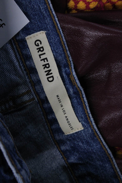 Grlfrnd Women Cut-Off Cotton Shorts Blue Button Size 27