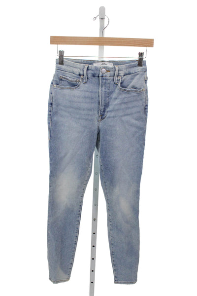 Good American Women Skinny Jeans Blue High Rise Button Size 2