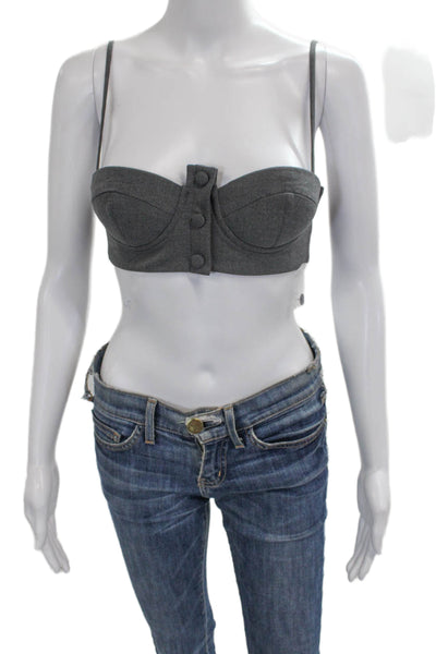 Camila Coelho Women Corset Top Gray Sleeveless Sweetheart Polyester Size XS