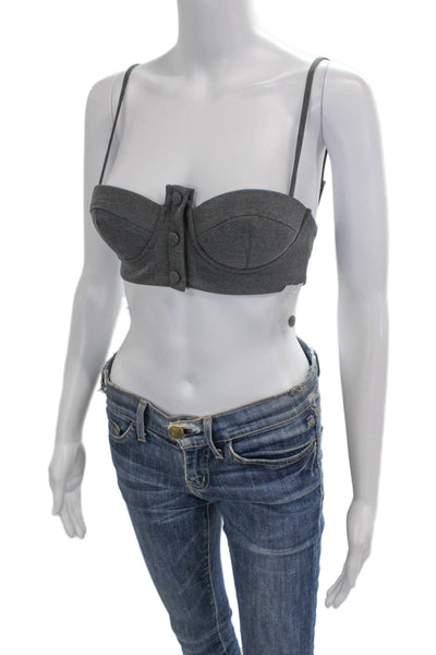 Camila Coelho Women Corset Top Gray Sleeveless Sweetheart Polyester Size XS