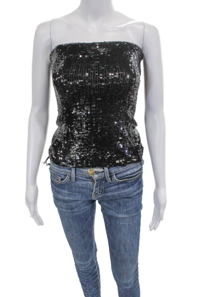 We Wore What Women Corset Top Bustier Strapless Black Polyester Size 2