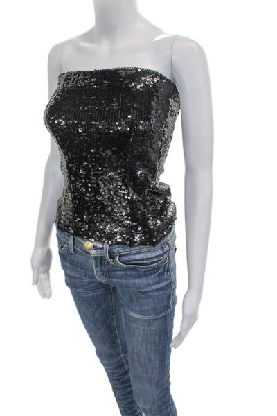 We Wore What Women Corset Top Bustier Strapless Black Polyester Size 2