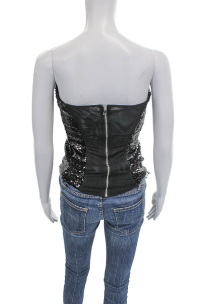 We Wore What Women Corset Top Bustier Strapless Black Polyester Size 2