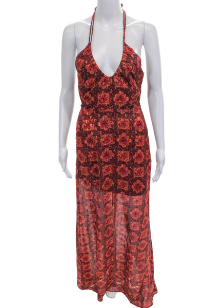 House of Harlow 1960 Women Maxi Dress Multicolor Halter Geometric Size XS