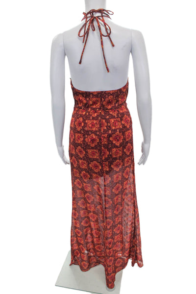 House of Harlow 1960 Women Maxi Dress Multicolor Halter Geometric Size XS