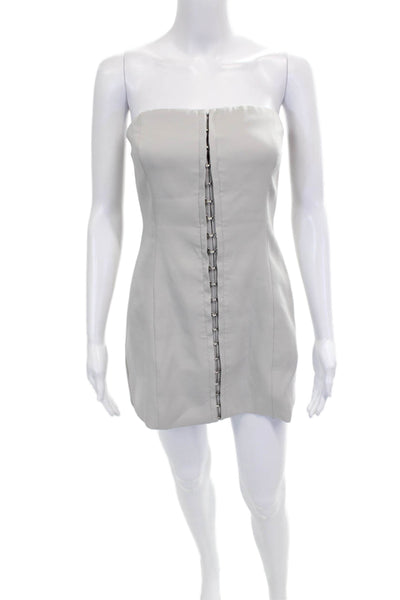 Meshki Womens Bodycon Strapless Gray Mini Dress Size S