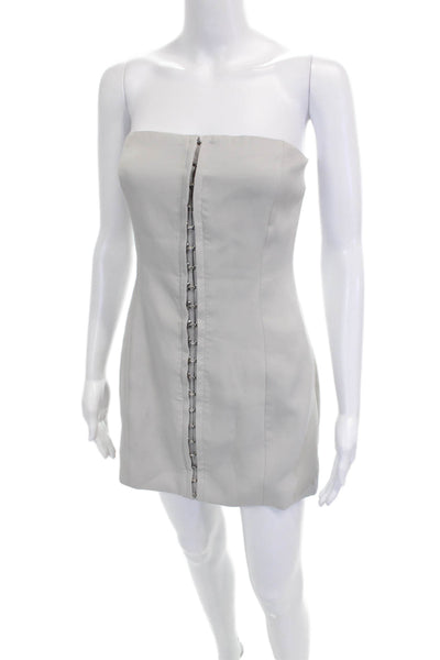 Meshki Womens Bodycon Strapless Gray Mini Dress Size S