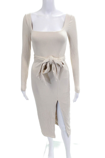 Lovers + Friends Womens Beige Bodycon Midi Square Neck Dress Size XS