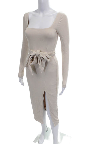 Lovers + Friends Womens Beige Bodycon Midi Square Neck Dress Size XS