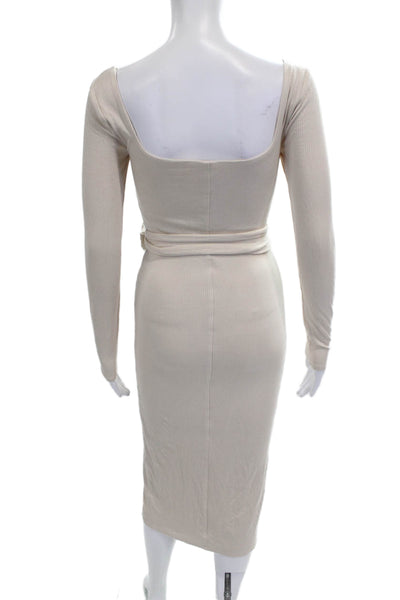 Lovers + Friends Womens Beige Bodycon Midi Square Neck Dress Size XS