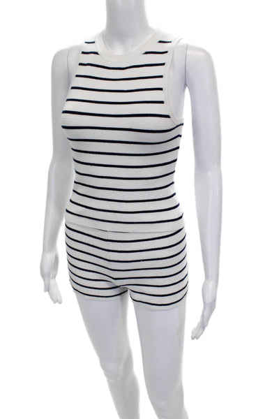 Lovers + Friends Womens Striped Sweater Shorts Set White Size Extra Small