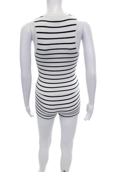 Lovers + Friends Womens Striped Sweater Shorts Set White Size Extra Small
