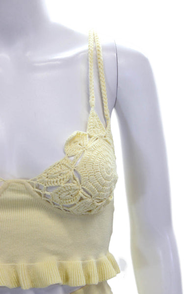Majorelle Womens Crochet Tank Top Shorts Set Yellow Size Extra Small/Small