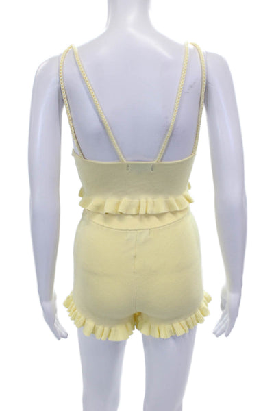 Majorelle Womens Crochet Tank Top Shorts Set Yellow Size Extra Small/Small