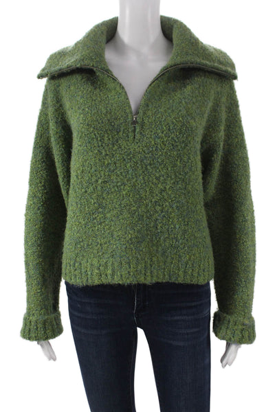 Apparis Women Green Collared Long Sleeve Pullover Sweater Size S