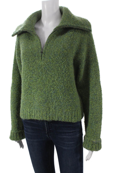 Apparis Women Green Collared Long Sleeve Pullover Sweater Size S