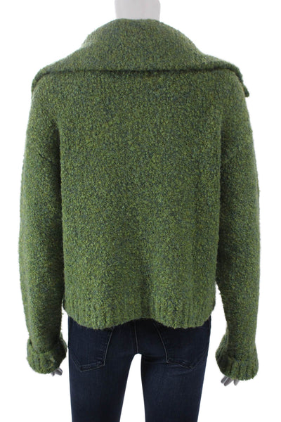 Apparis Women Green Collared Long Sleeve Pullover Sweater Size S