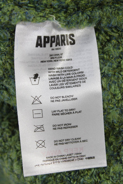 Apparis Women Green Collared Long Sleeve Pullover Sweater Size S