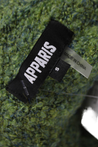 Apparis Women Green Collared Long Sleeve Pullover Sweater Size S