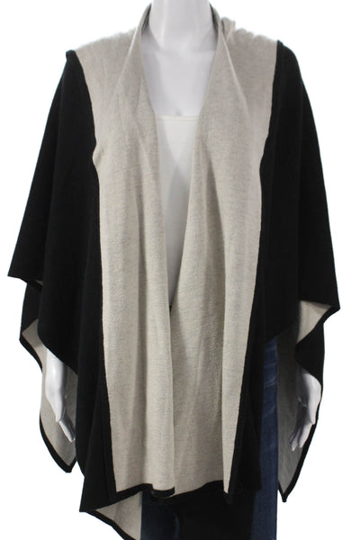 Michael Stars Women Cape Sleeveless Polyester Solid Black Sweater Size L