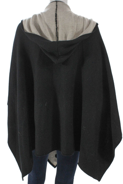 Michael Stars Women Cape Sleeveless Polyester Solid Black Sweater Size L