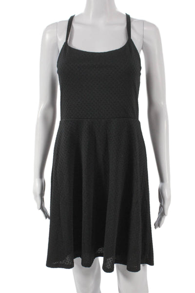 Mossimo Women Fit & Flare Black Geometric Sleeveless Short Dress Size S