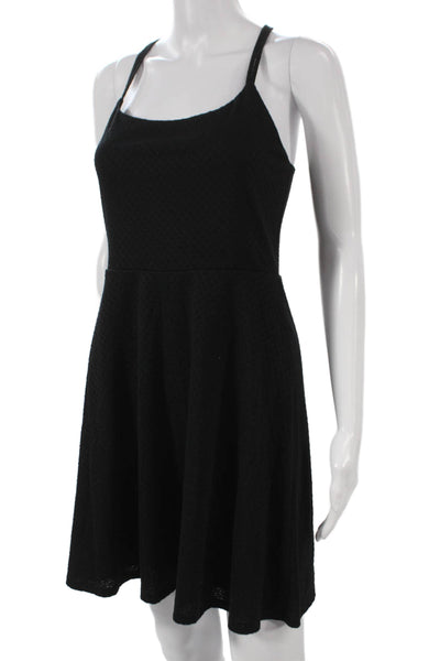 Mossimo Women Fit & Flare Black Geometric Sleeveless Short Dress Size S