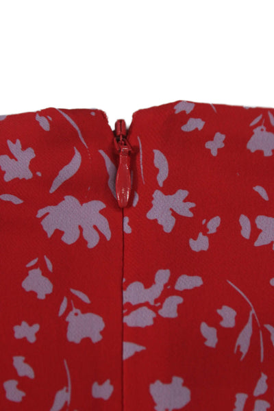 Parker Womens Fit & Flare Red Floral VNeck Short Sleeve Dress Polyester Size 10
