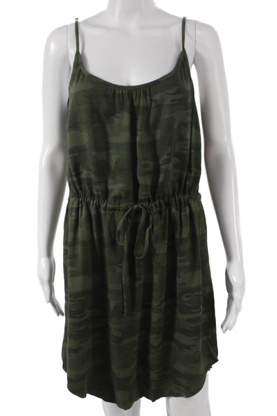 Sanctuary Womens Tank Dress Green Camo Rayon Scoop Neck Sleeveless Size M