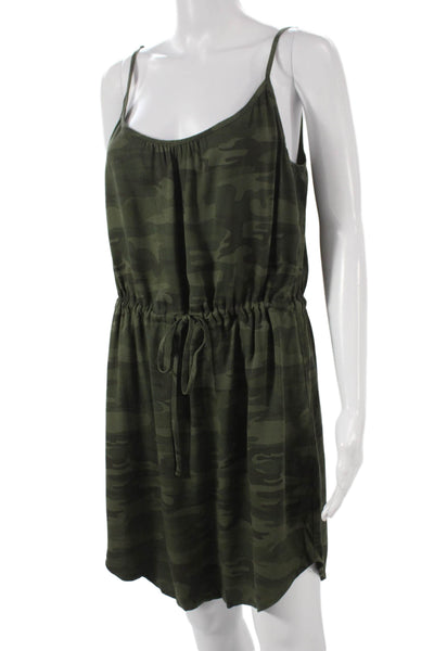 Sanctuary Womens Tank Dress Green Camo Rayon Scoop Neck Sleeveless Size M