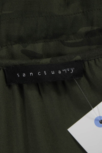 Sanctuary Womens Tank Dress Green Camo Rayon Scoop Neck Sleeveless Size M