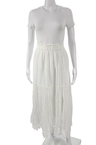 Zara Womens White Polyester Maxi Skirt Pull On Solid Spring Size M