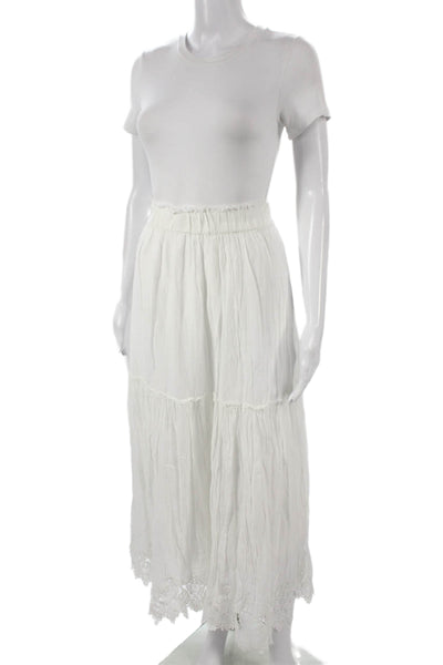 Zara Womens White Polyester Maxi Skirt Pull On Solid Spring Size M