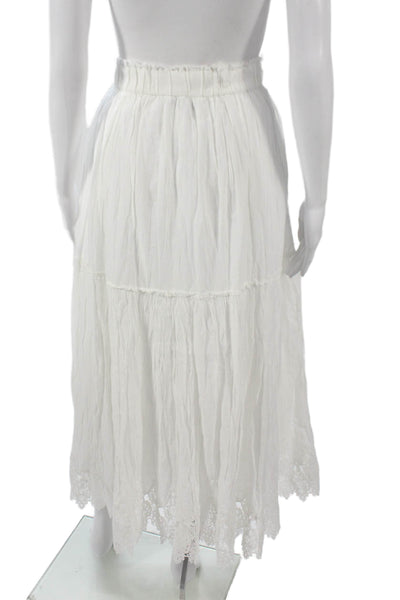 Zara Womens White Polyester Maxi Skirt Pull On Solid Spring Size M