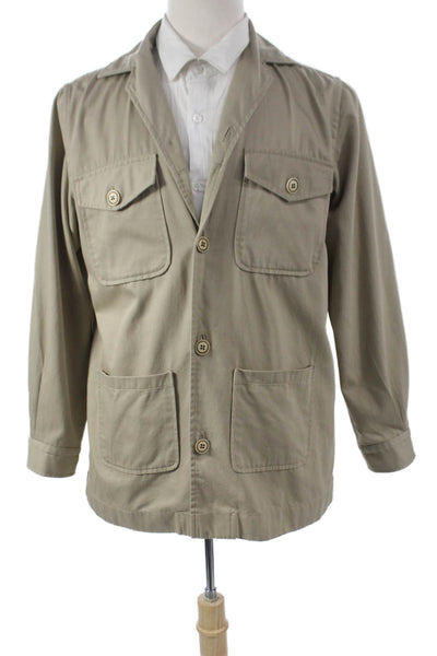 Giusto! Senza Regole Mens Military Jacket Beige Canvas Button Size L