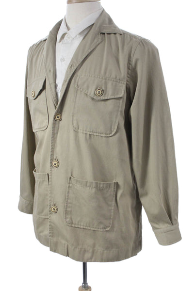 Giusto! Senza Regole Mens Military Jacket Beige Canvas Button Size L