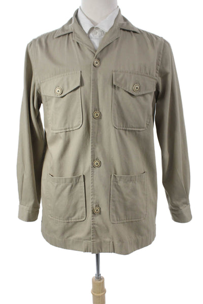 Giusto! Senza Regole Mens Military Jacket Beige Canvas Button Size L