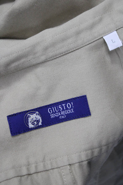 Giusto! Senza Regole Mens Military Jacket Beige Canvas Button Size L